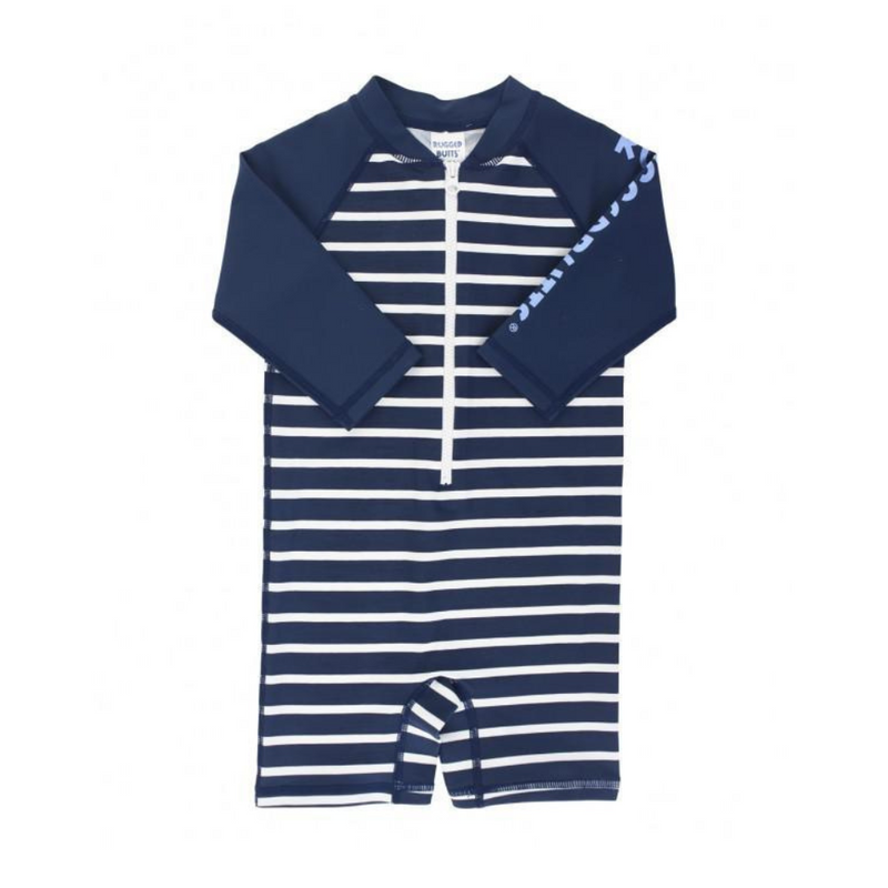 Rugged Butts Long Sleeve One Piece Rash Guard - Navy Stripe