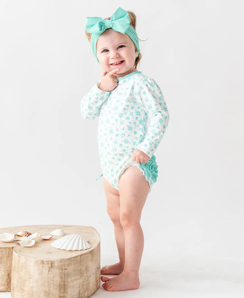 Ruffle Butts Long Sleeve One Piece Rash Guard - Whimsical Charm