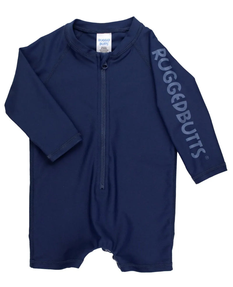 Rugged Butts Long Sleeve One Piece Rash Guard Boys - Navy