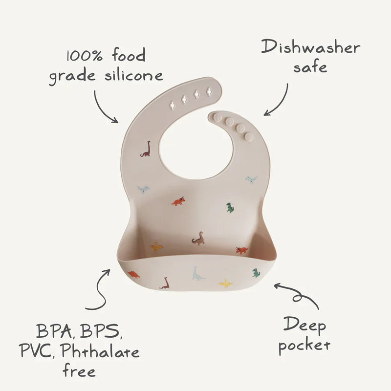 Mushie Silicone Baby Bib - Cambridge Blue