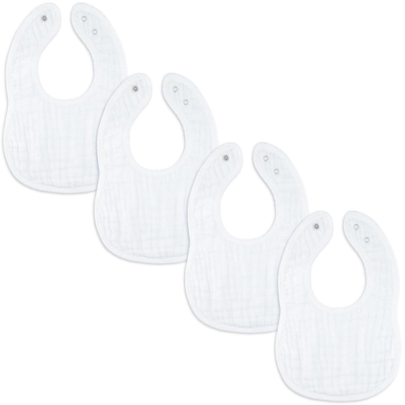 Comfy Cubs Muslin Cotton Baby Bibs Adjustable Size - White