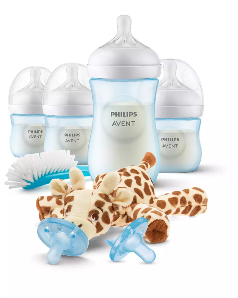 Avent Natural Baby Bottle With Natural Response Nipple - Blue Baby Gift Set With Snuggle