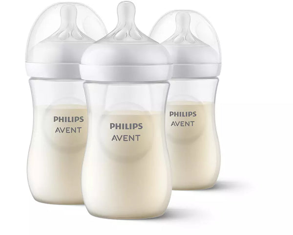 Avent Natural Baby Bottle With Natural Response Nipple 3 Pk - Clear 11 Oz