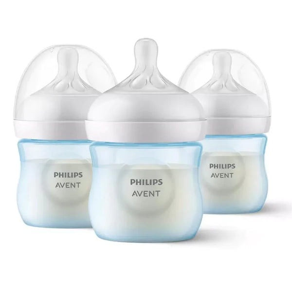 Avent Natural Baby Bottle With Natural Response Nipple 3 Pk- Blue 4 Oz