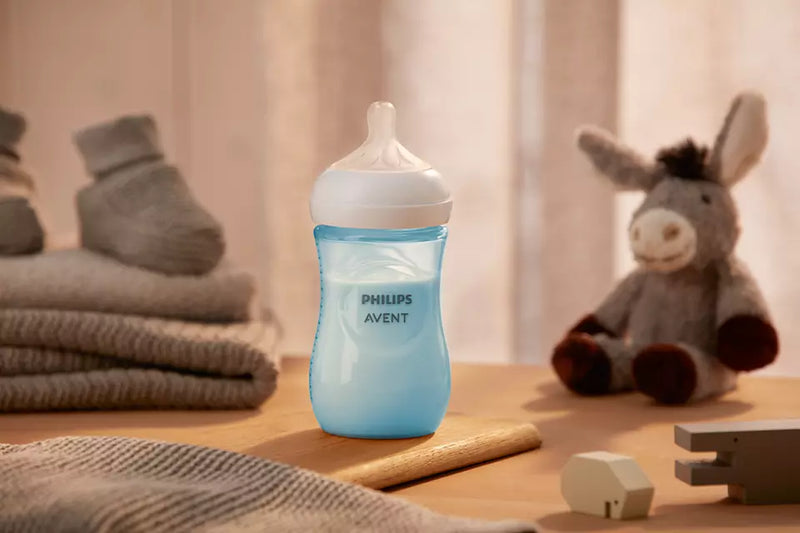 Avent Natural Baby Bottle With Natural Response Nipple - Blue Baby Gift Set With Snuggle