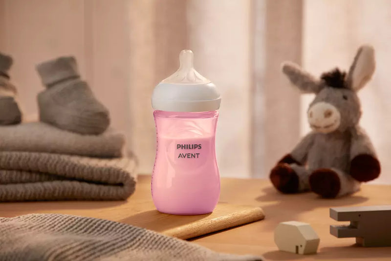 Avent Natural Baby Bottle With Natural Response Nipple - Pink, 9oz, 3Pk