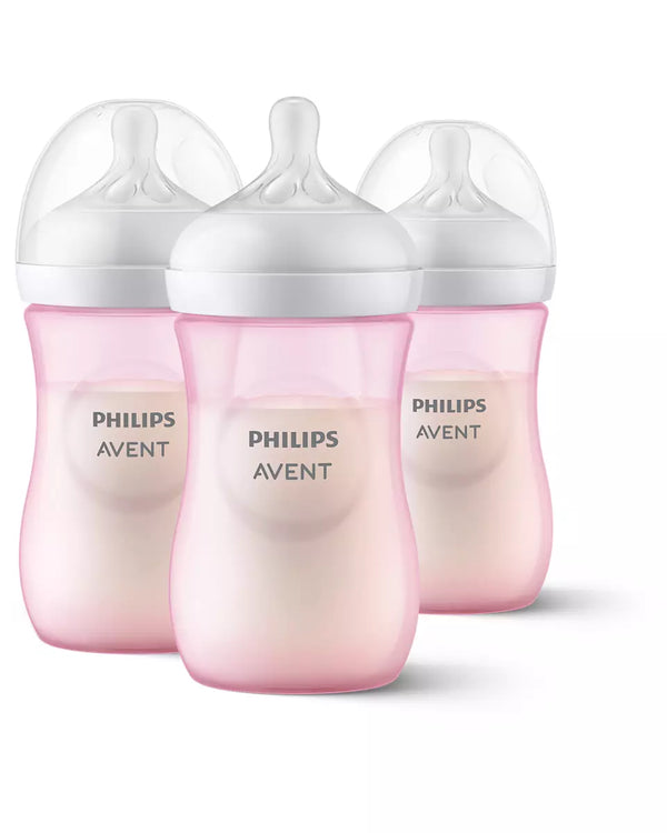 Avent Natural Baby Bottle With Natural Response Nipple - Pink, 9oz, 3Pk