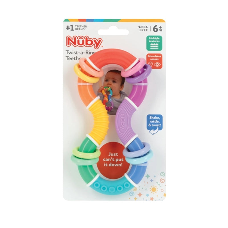 Nuby Twista Rattle Teether Toy Colorful Rings