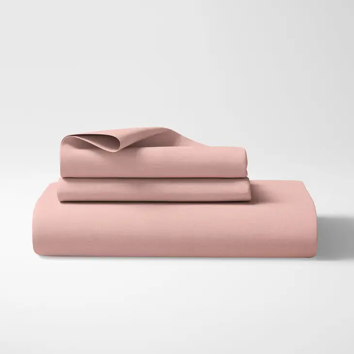 Natemia Organic Cotton Queen Fitted Sheet Set - Misty Rose