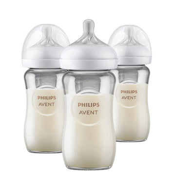 Philips Avent 3pk Glass Natural Baby Bottle with Natural Response Nipple Clear 8oz