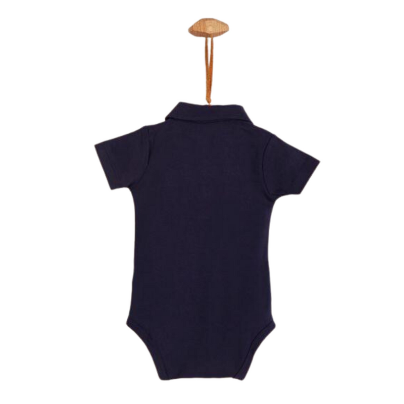 Babycottons Pima Short Sleeve Polo Bodysuit Navy