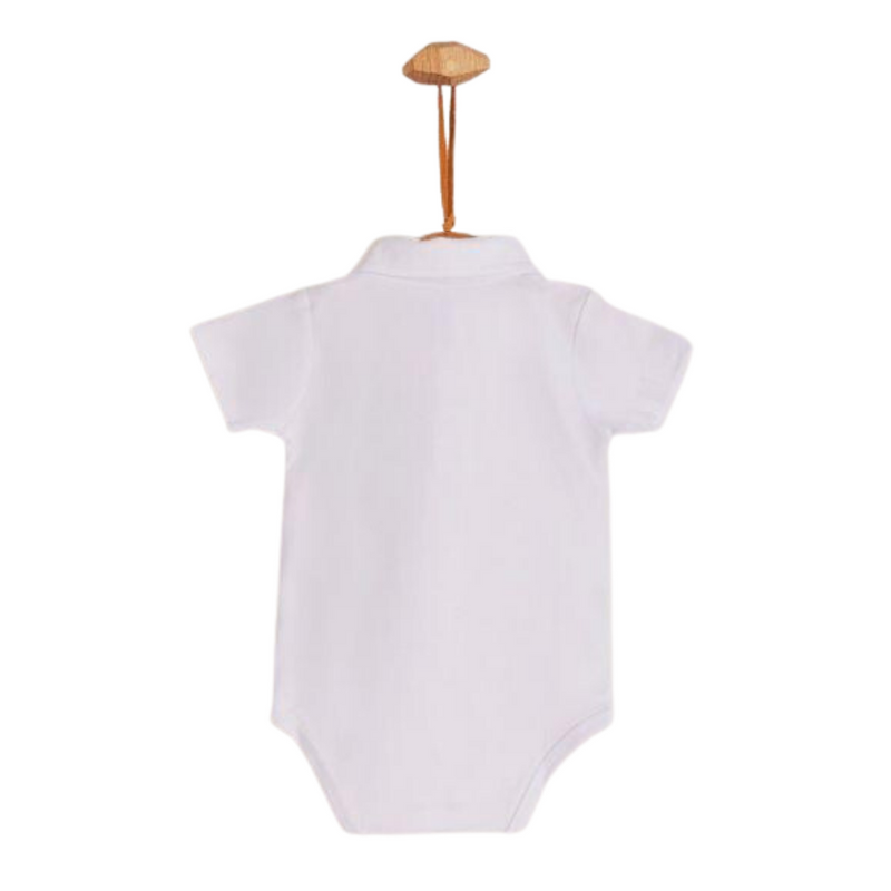 Babycottons Pima Short Sleeve Polo Bodysuit White