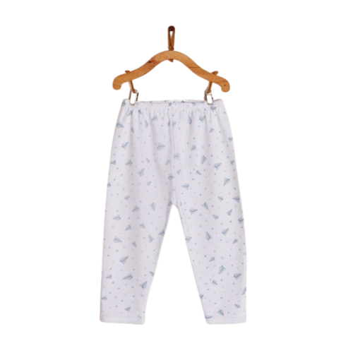 Babycottons Planes Kimono & Pants Set White & Light Blue