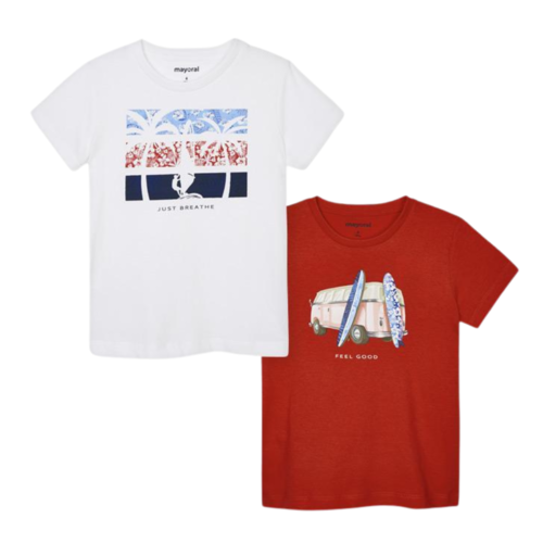 Mayoral Set Of 2 T-Shirts Boy Cyber Red