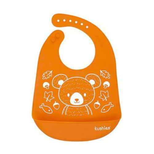 kushies Silicatch Silicone Bib Mama Bear Carrot