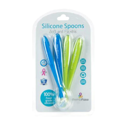 Primo Passi Silicone Spoon 4 Pack Blue Green