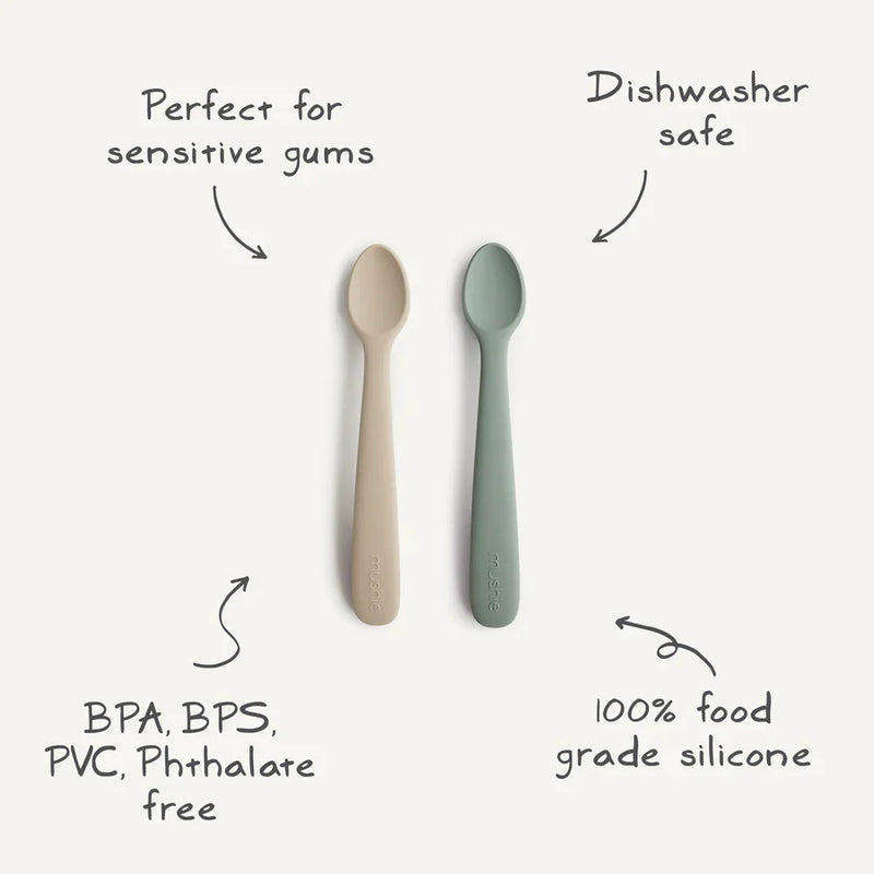 Mushie Silicone Feeding Spoons (Blush/Shifting Sand) 2-Pack