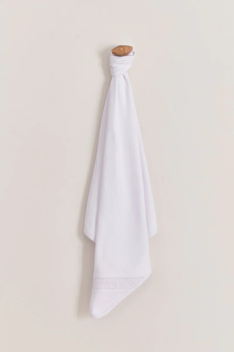 Babycottons Smock Receiving Blanket - White