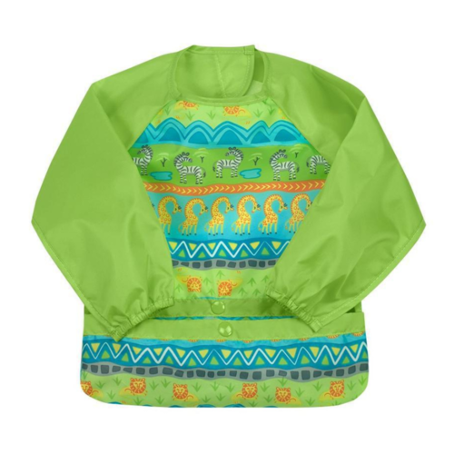 Green Sprouts Snap & Go Easy Wear Long Sleeve Bib Green Safari