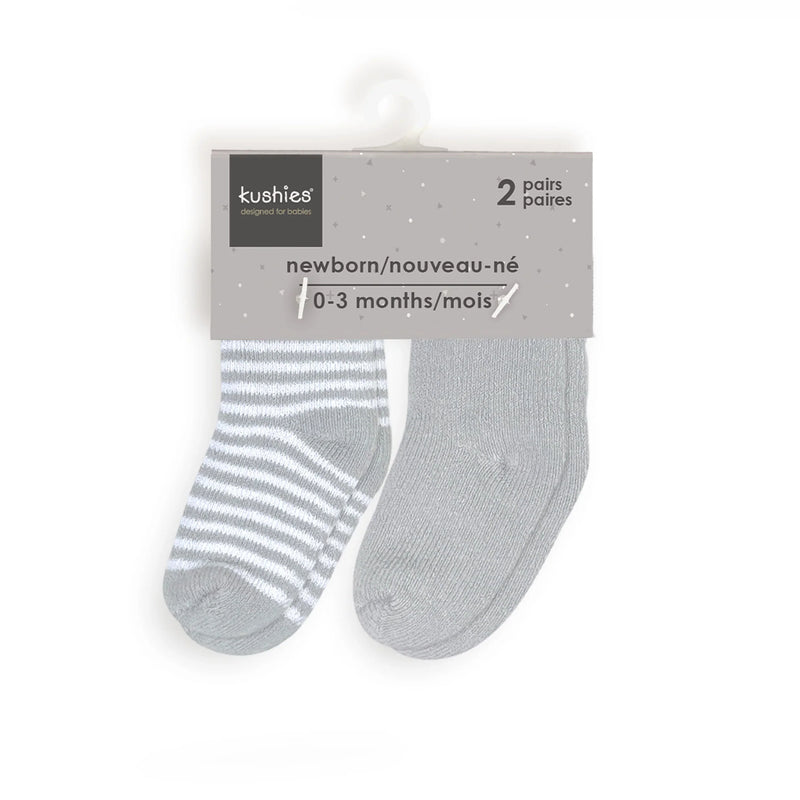 Kushies Baby Terry Socks 2Pack - Grey