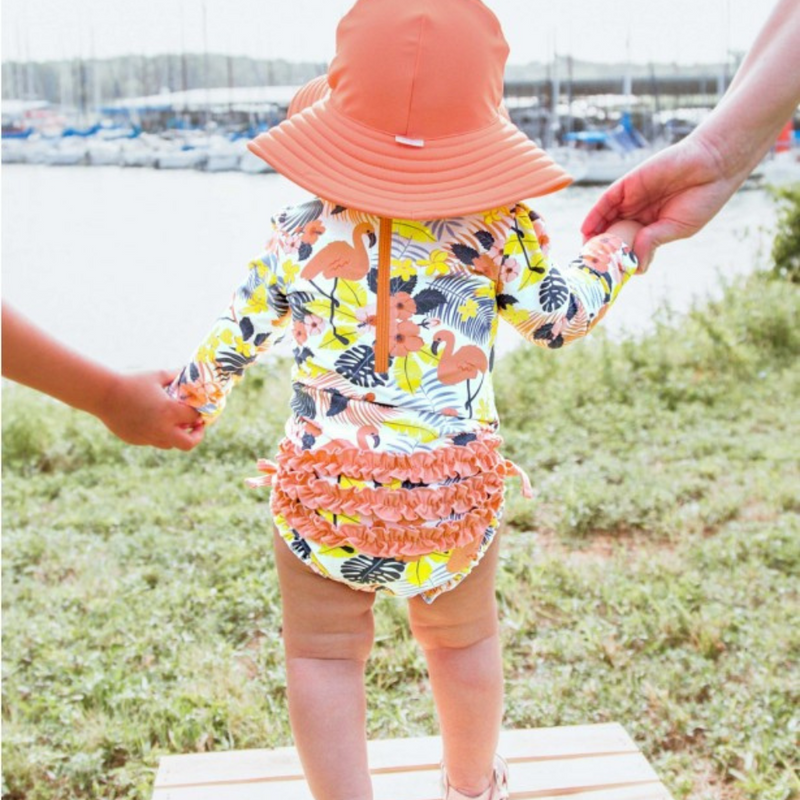 Ruffle Butts Swim Hat Coral Not Reversible