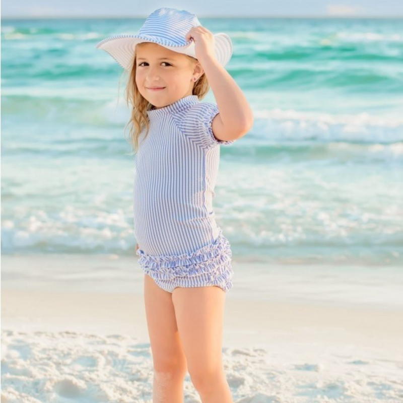 Ruffle Butts Swim Hat Periwinkle Blue Not Reversible