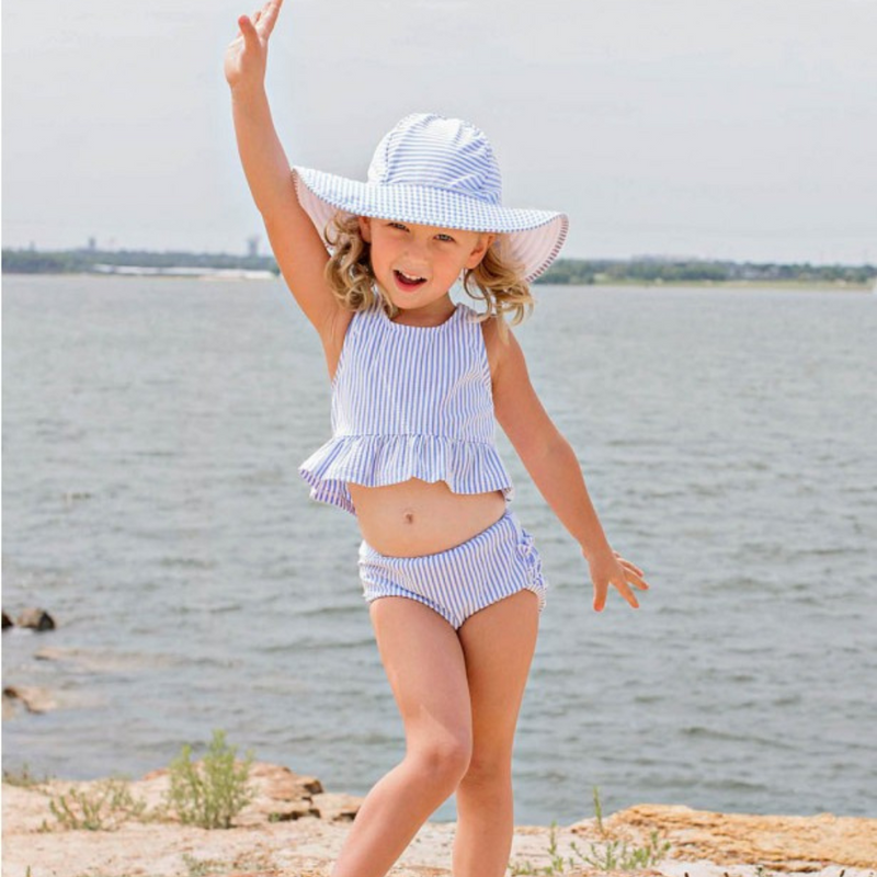 Ruffle Butts Swim Hat Periwinkle Blue Not Reversible