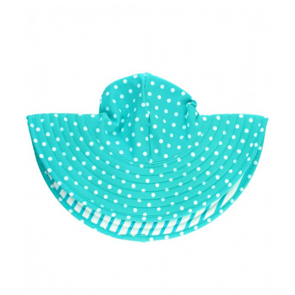 Ruffle Butts Swim Hat Aqua Polka Reversible