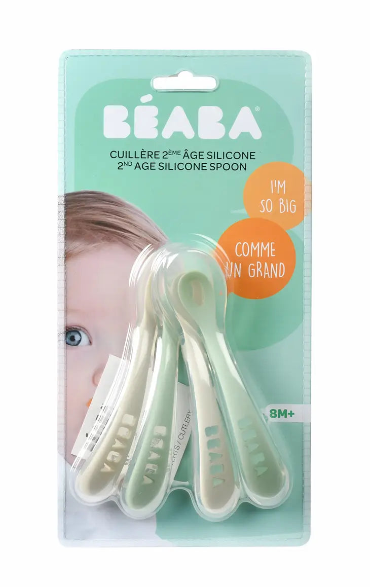 Beaba Toddler's Self-Feeding Spoons Set of 4 - Sage