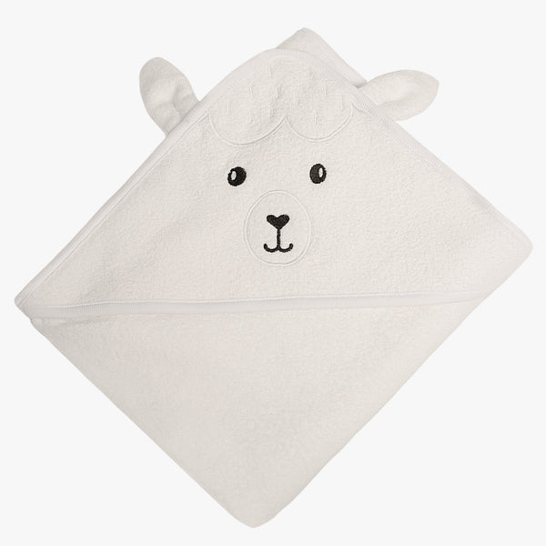 Pima Lima Llama Hooded Towel - White