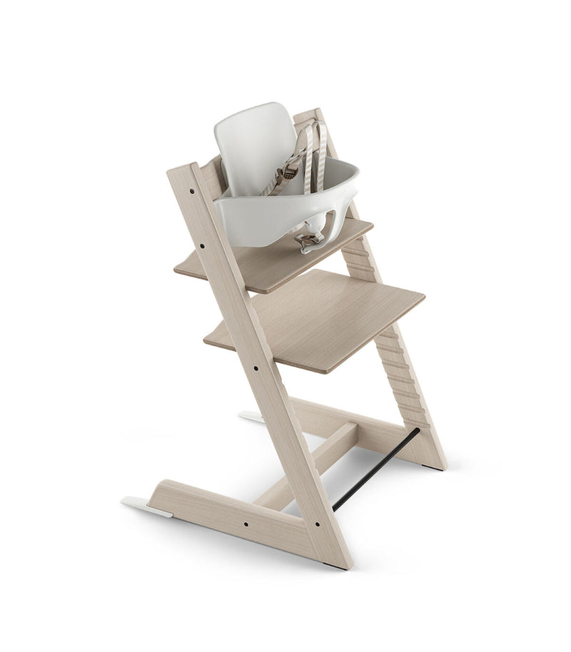 Stokke Tripp Trapp High Chair & Cushion With Tray - Whitewash Nordic Grey