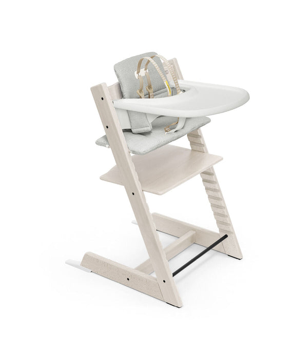 Stokke Tripp Trapp High Chair & Cushion With Tray - Whitewash Nordic Grey