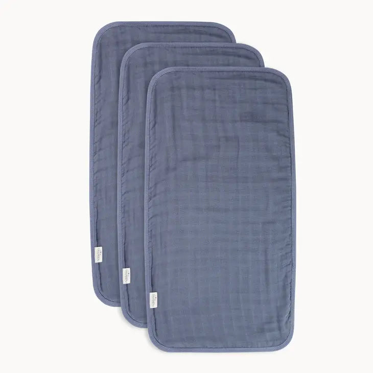 Natemia Ultra Soft Muslin Bamboo Burp Cloths Blue - 3 Pack