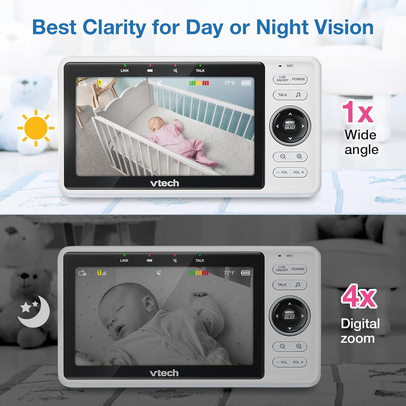 VTech VM901 Upgraded WiFi Smart Baby Monitor 5 Inch 720p Display 1080p Camera HD Night Vision Works With iOS And Android