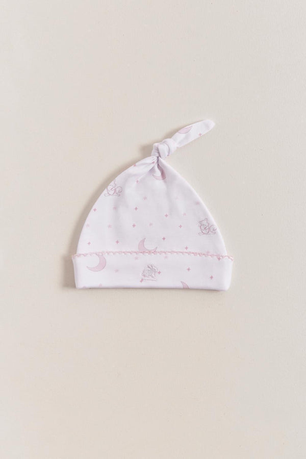 Babycottons Gustav In The Sky Knot Beanie Pink & White