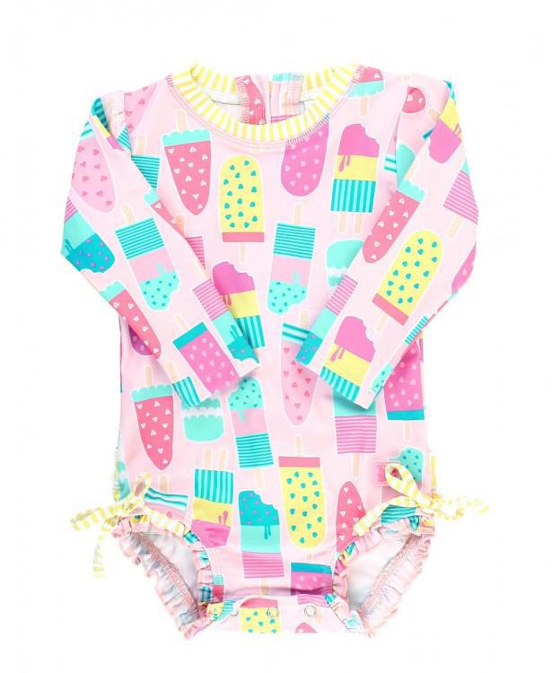 Ruffle Butts Ice Cream Social One Piece Rash Guard