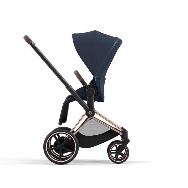 Cybex E-Priam 2 Stroller - Rose Gold/Brown Frame and Nautical Blue Seat Pack