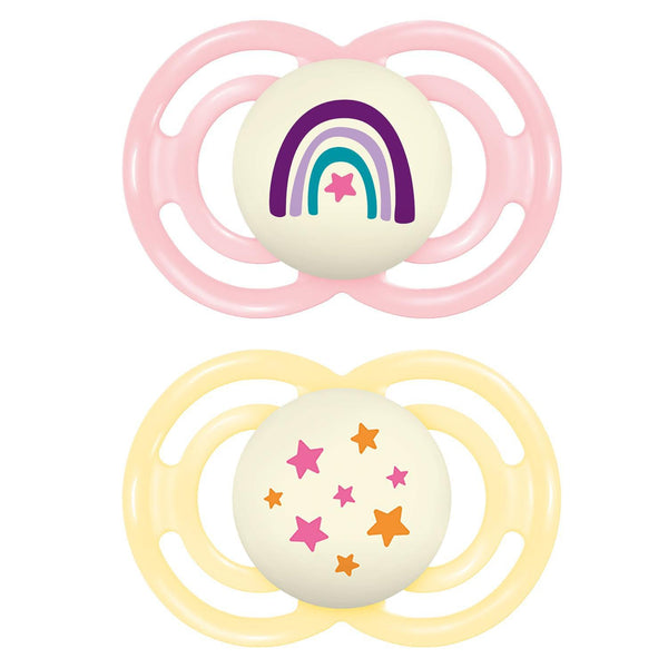 Mam Perfect Night Pacifier 2 pack, 16+  Months - Rainbow And Stars