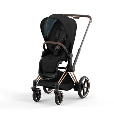 Cybex E-Priam 2 Stroller - Rose Gold/Brown Frame and Deep Black Seat