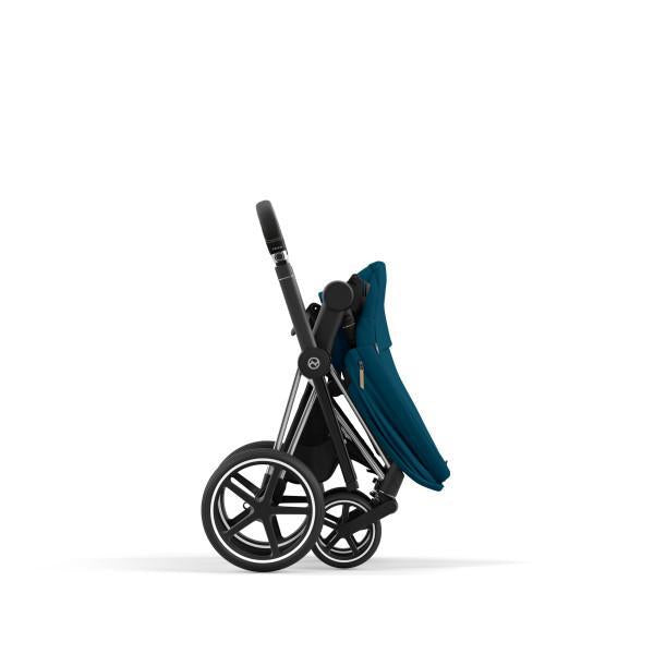 Cybex Priam 4 Stroller - Chrome/Black Frame and Mountain Blue Seat Pack