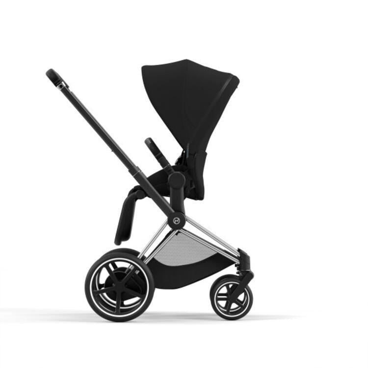 Cybex E-Priam 2 Stroller - Chrome/Black Frame + Deep Black Seat Pack