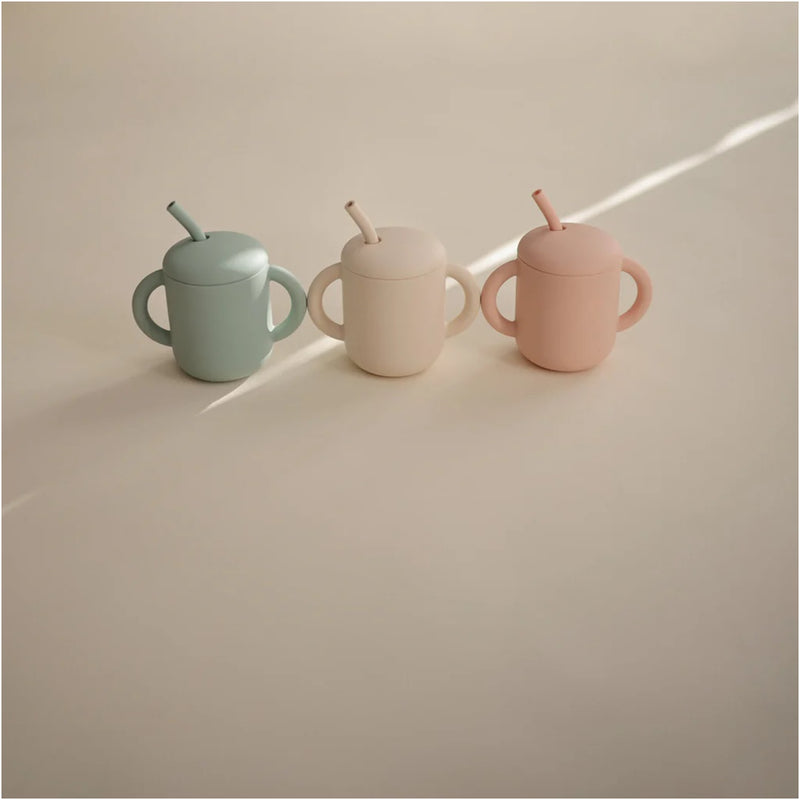 Mushie Silicone Training Cup + Straw - Blush