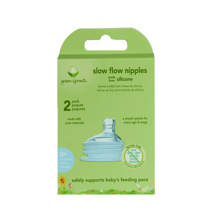 Green Sprouts Slow Flow Nipples Made From Silicone (2 Pack)