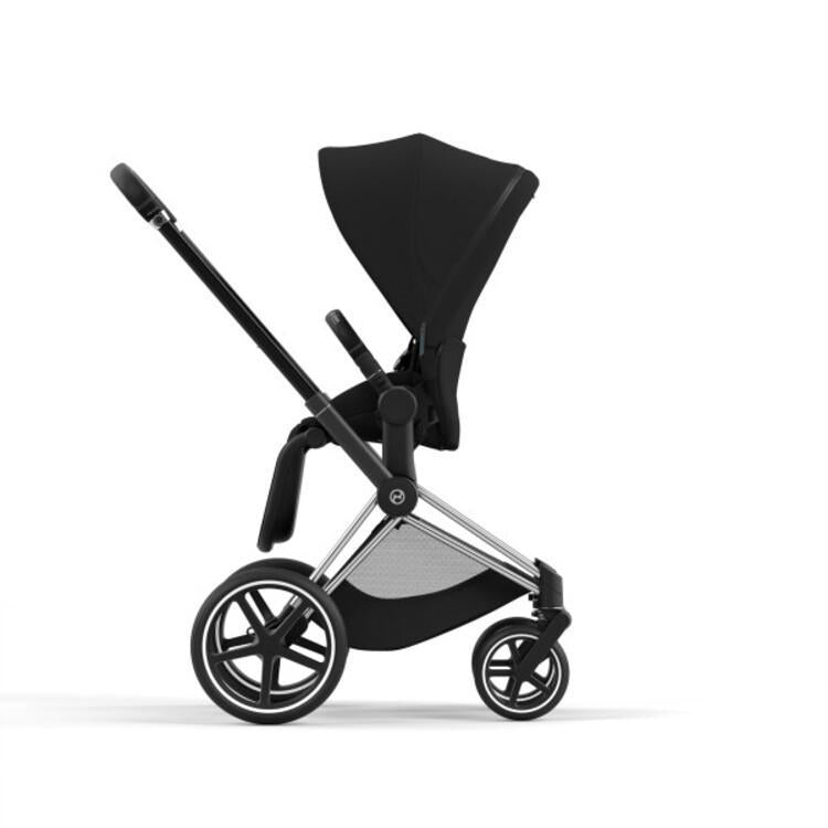 Cybex Priam 4 Stroller - Chrome/Black Frame and Deep Black Seat Pack