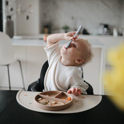 Mushie Silicone Feeding Spoons (Stone/Cloudy Mauve) 2-Pack