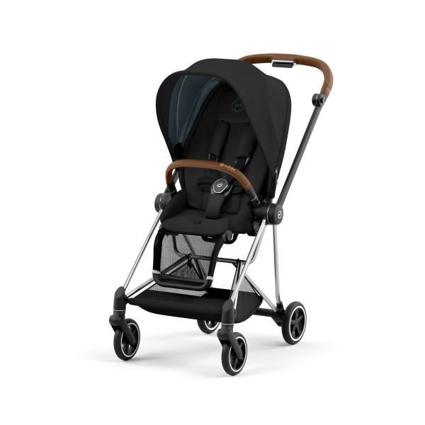 Cybex Mios 3 Stroller - Chrome/Brown Frame and Deep Black Seat Pack