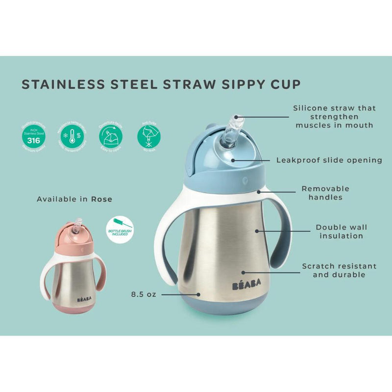 Beaba Stainless Steel Straw Sippy Cup - Rain