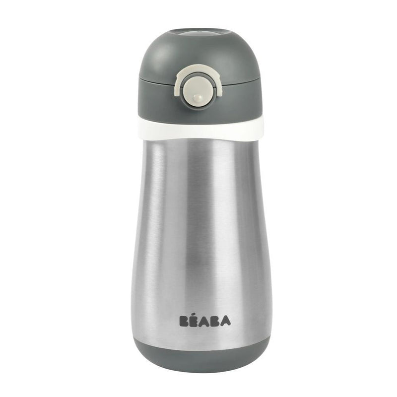 Beaba Stainless Steel Kids Water Bottle - Charcoal