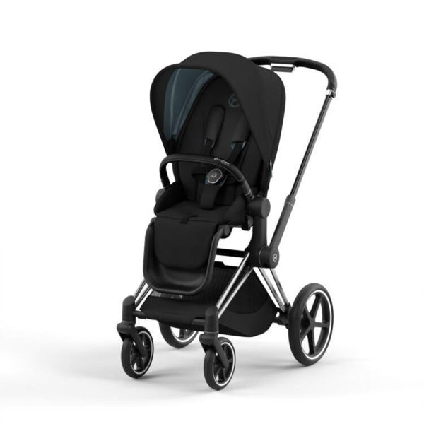 Cybex Priam 4 Stroller - Chrome/Black Frame and Deep Black Seat Pack