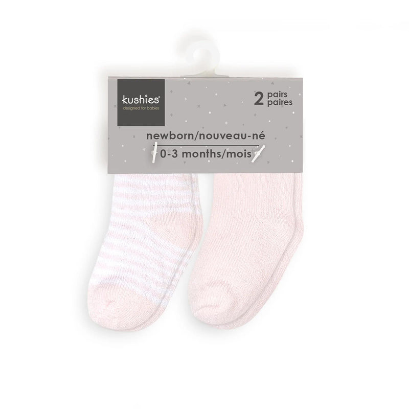 Kushies Baby Terry Socks 2 Pack - Pink